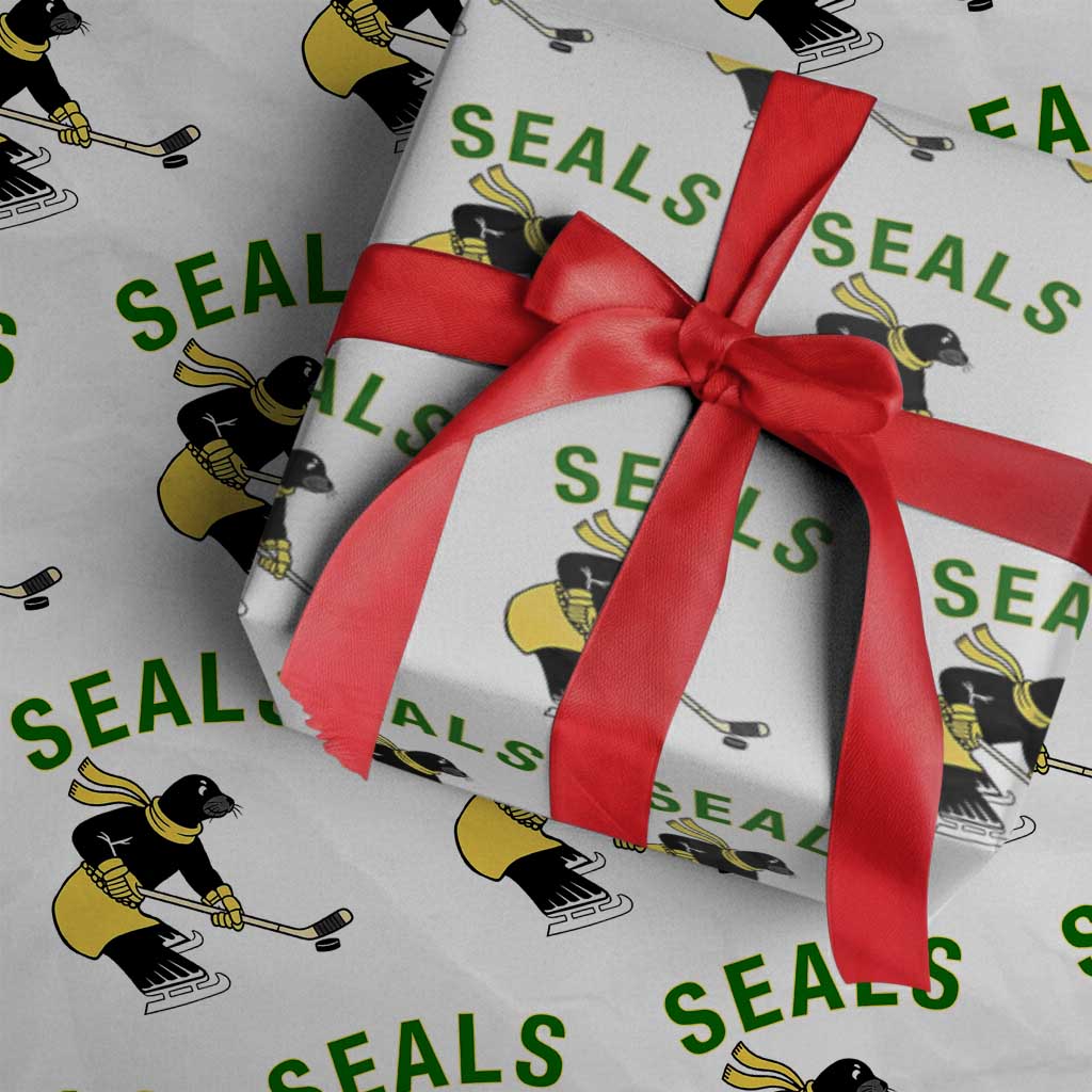 Funny Seal Ice Hockey Player Wrapping Paper Roll Winter Sports Gift - Wonder Print Shop