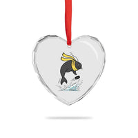 Funny Seal Playing Ice Hockey Heart Crystal Glass Ornament Winter Sports Gift - Wonder Print Shop