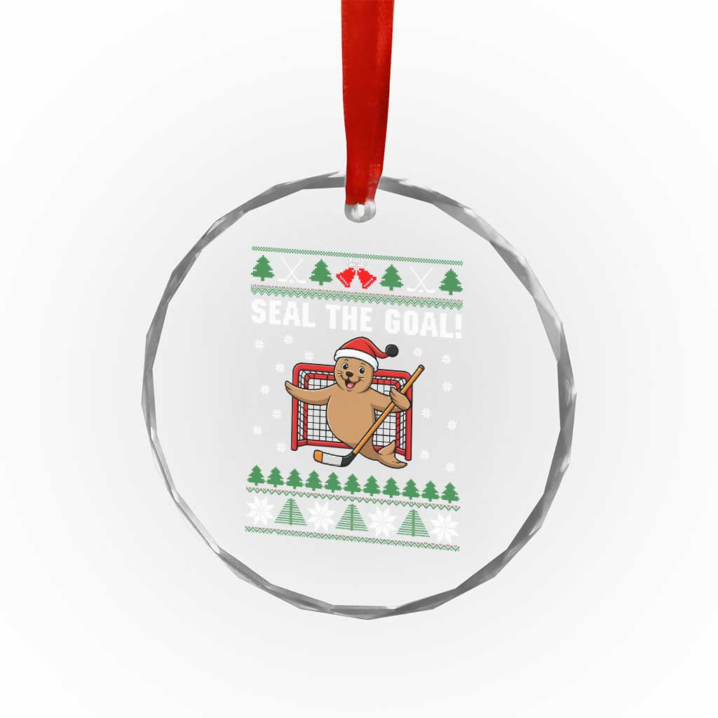 Funny Seal The Goal Crystal Glass Ornament Goalie Ice Hockey Player Gift - Wonder Print Shop