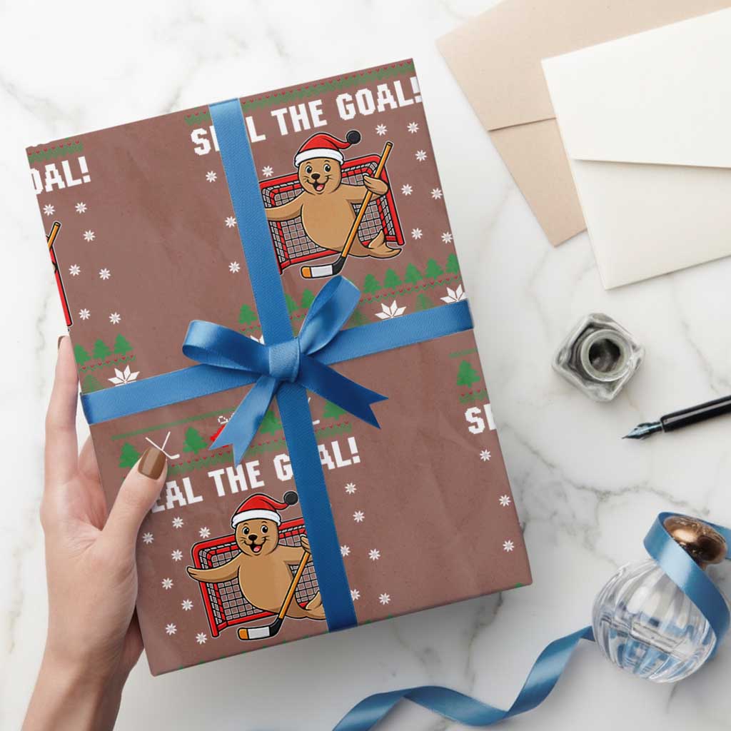 Funny Seal The Goal Wrapping Paper Roll Goalie Ice Hockey Player Gift - Wonder Print Shop