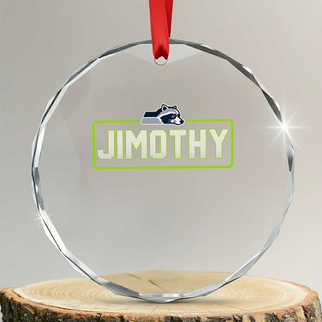 Funny Seattle Jimothy The Raccoon Crystal Glass Ornament Football Parody Viral Trash Panda Feral Meme