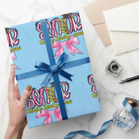 Funny Senior EST 2027 Graduation Wrapping Paper Roll Twenty Twenty Seven Pink Bow