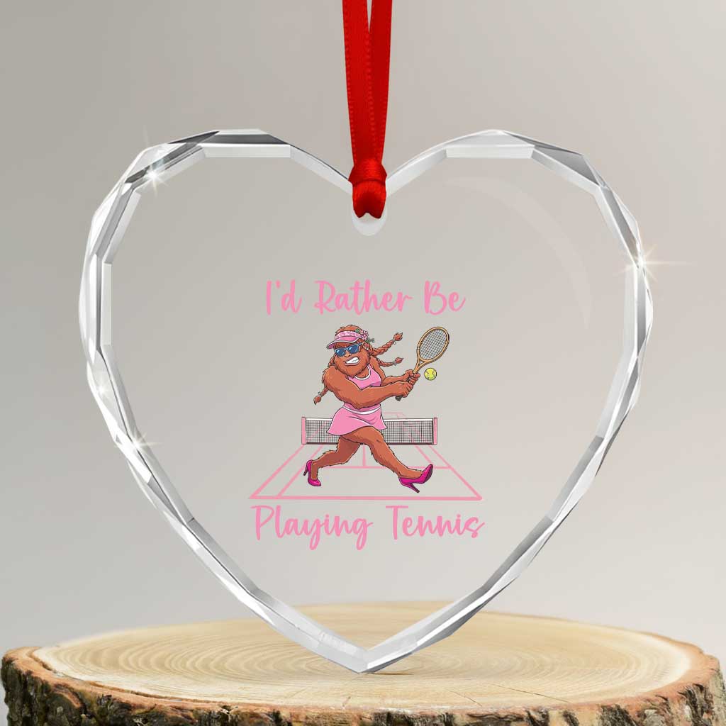 Funny Sexy Bigfoot Playing Tennis Heart Crystal Glass Ornament Gift For Girls - Wonder Print Shop