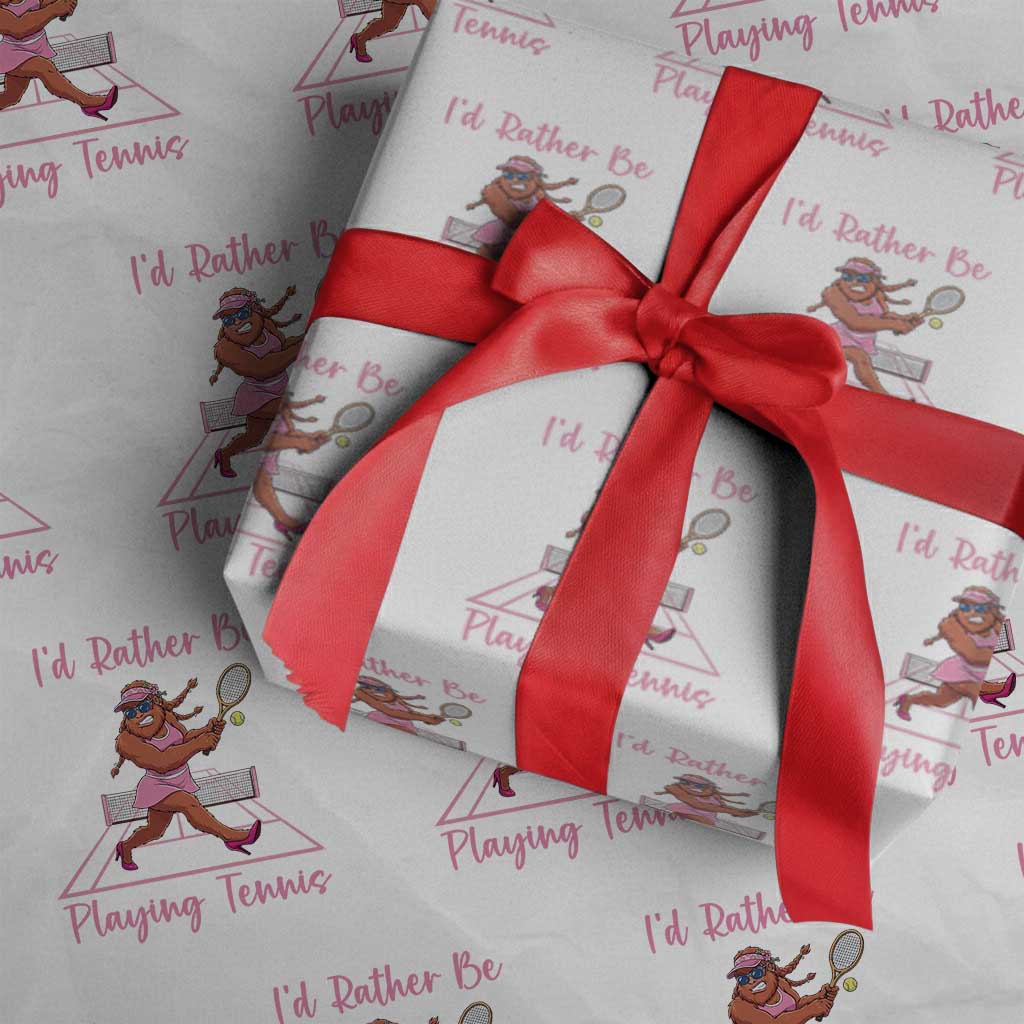 Funny Sexy Bigfoot Playing Tennis Wrapping Paper Roll Gift For Girls - Wonder Print Shop