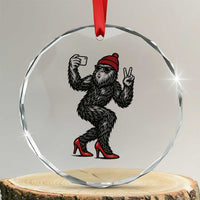 Funny Sexy Bigfoot Selfie Crystal Glass Ornament Sasquatch Lover Gift