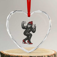 Funny Sexy Bigfoot Selfie Heart Crystal Glass Ornament Sasquatch Lover Gift
