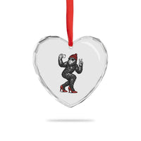 Funny Sexy Bigfoot Selfie Heart Crystal Glass Ornament Sasquatch Lover Gift
