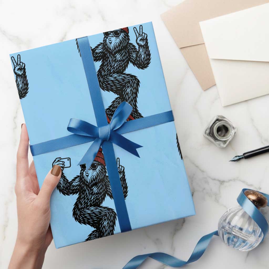 Funny Sexy Bigfoot Selfie Wrapping Paper Roll Sasquatch Lover Gift