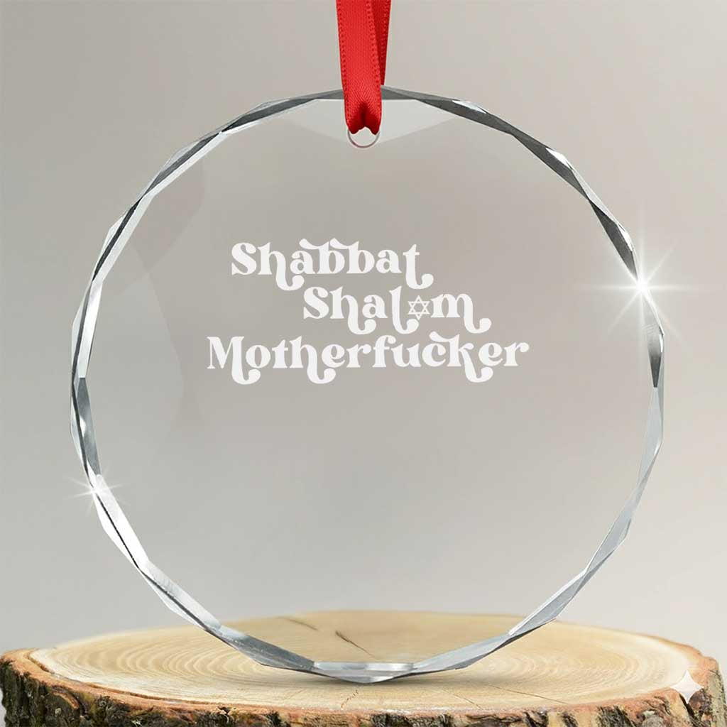 Funny Shabbat Shalom Motherfucker Crystal Glass Ornament Jewish Kosher - Wonder Print Shop