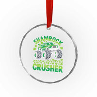 Funny Shamrock Crusher Monster Truck Crystal Glass Ornament Happy St Patricks Day Boys - Wonder Print Shop