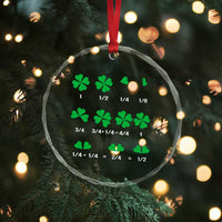 Funny Shamrock Fraction Crystal Glass Ornament St Patrick's Day Math Lover - Wonder Print Shop