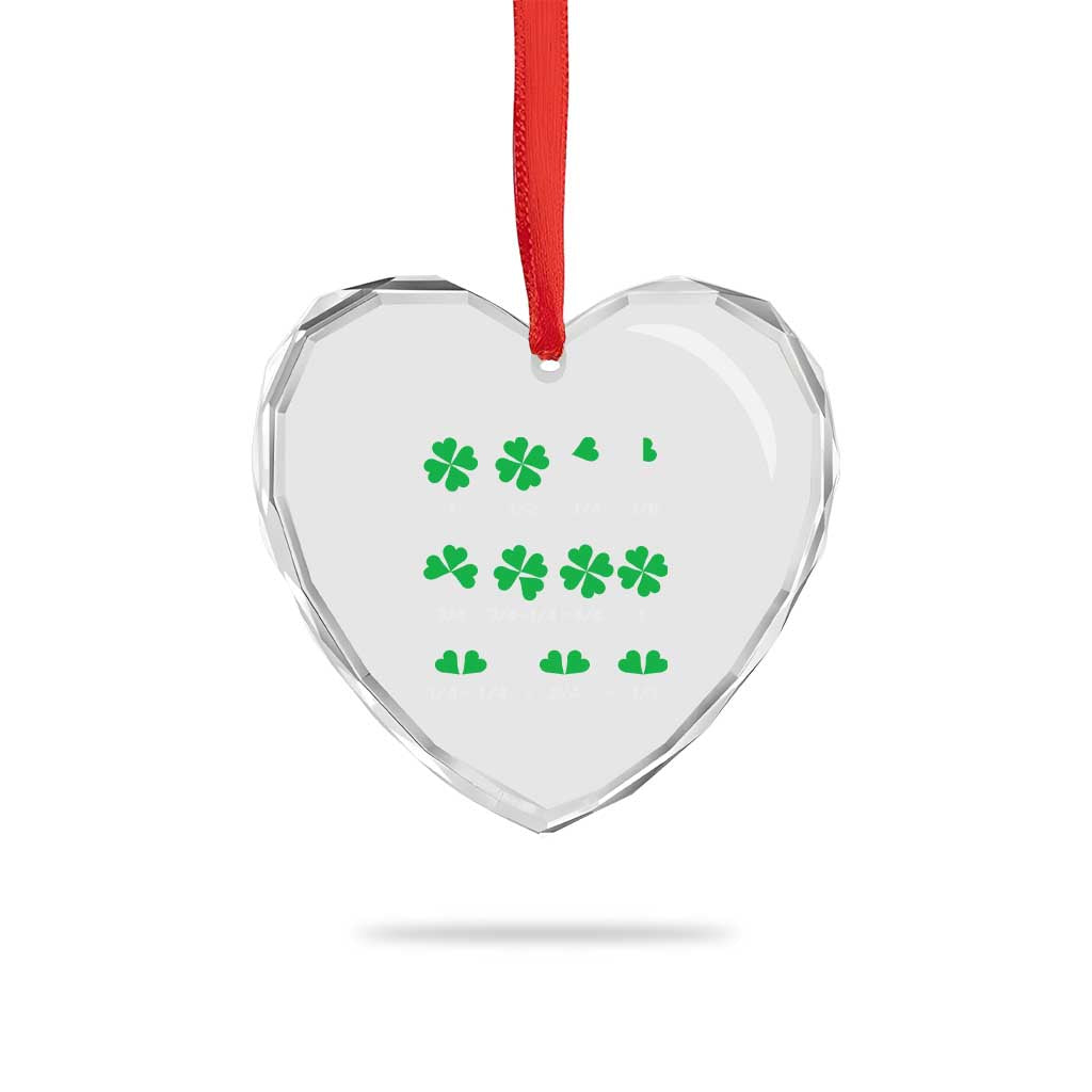 Funny Shamrock Fraction Heart Crystal Glass Ornament St Patrick's Day Math Lover - Wonder Print Shop