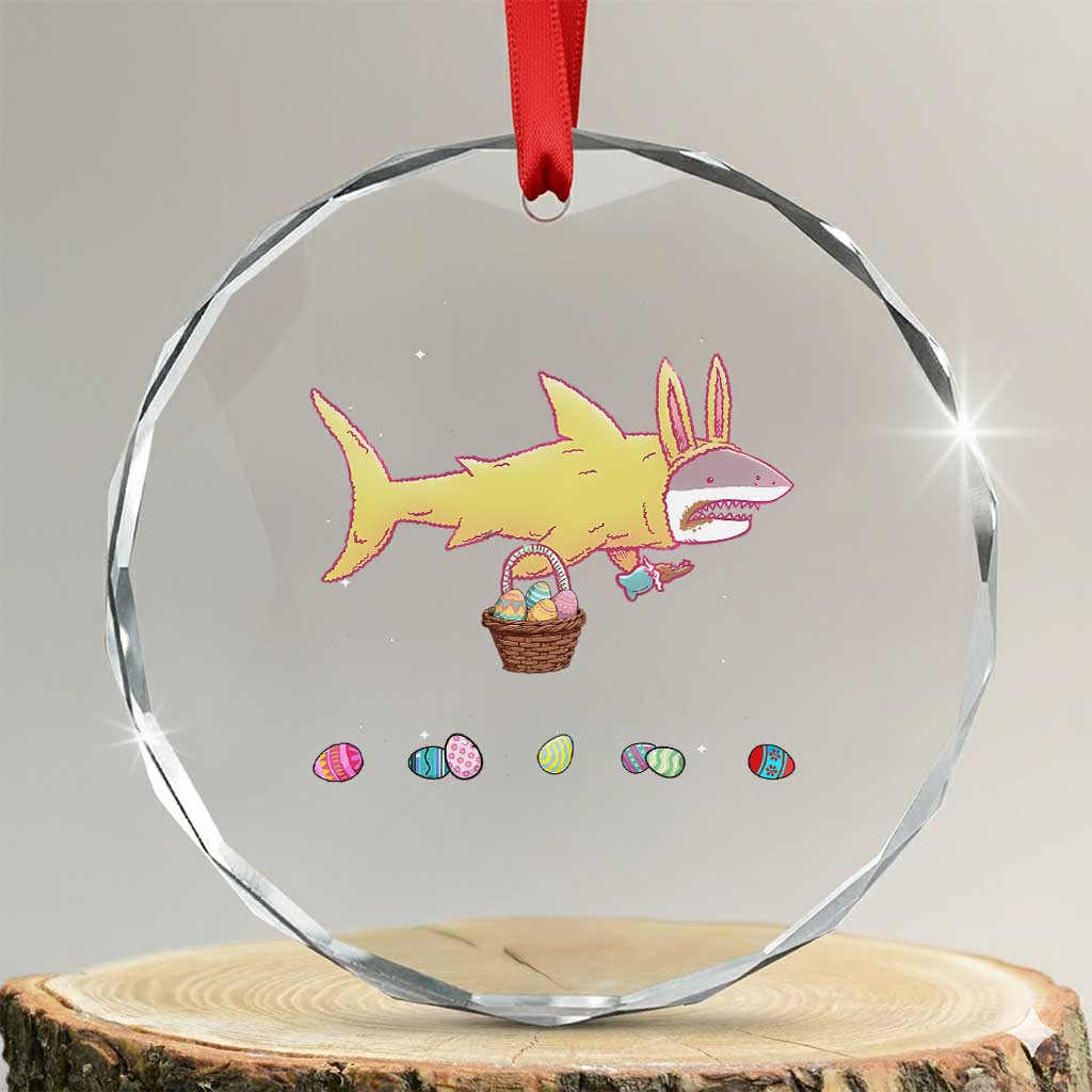 Funny Shark Easter Crystal Glass Ornament Cute Bunny Ears Eggs Hunting Teens Boys Kids - Wonder Print Shop