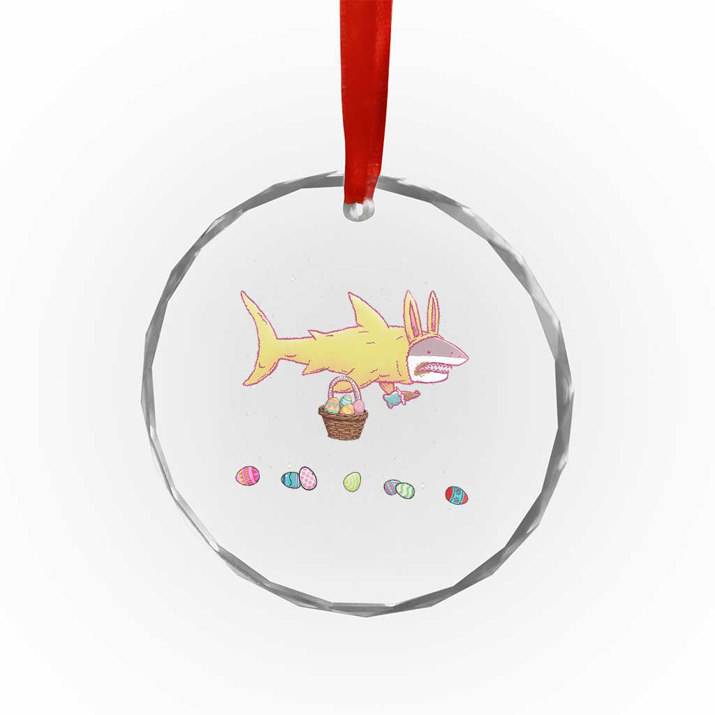 Funny Shark Easter Crystal Glass Ornament Cute Bunny Ears Eggs Hunting Teens Boys Kids - Wonder Print Shop