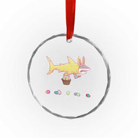 Funny Shark Easter Crystal Glass Ornament Cute Bunny Ears Eggs Hunting Teens Boys Kids - Wonder Print Shop