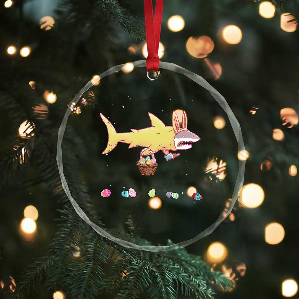 Funny Shark Easter Crystal Glass Ornament Cute Bunny Ears Eggs Hunting Teens Boys Kids - Wonder Print Shop