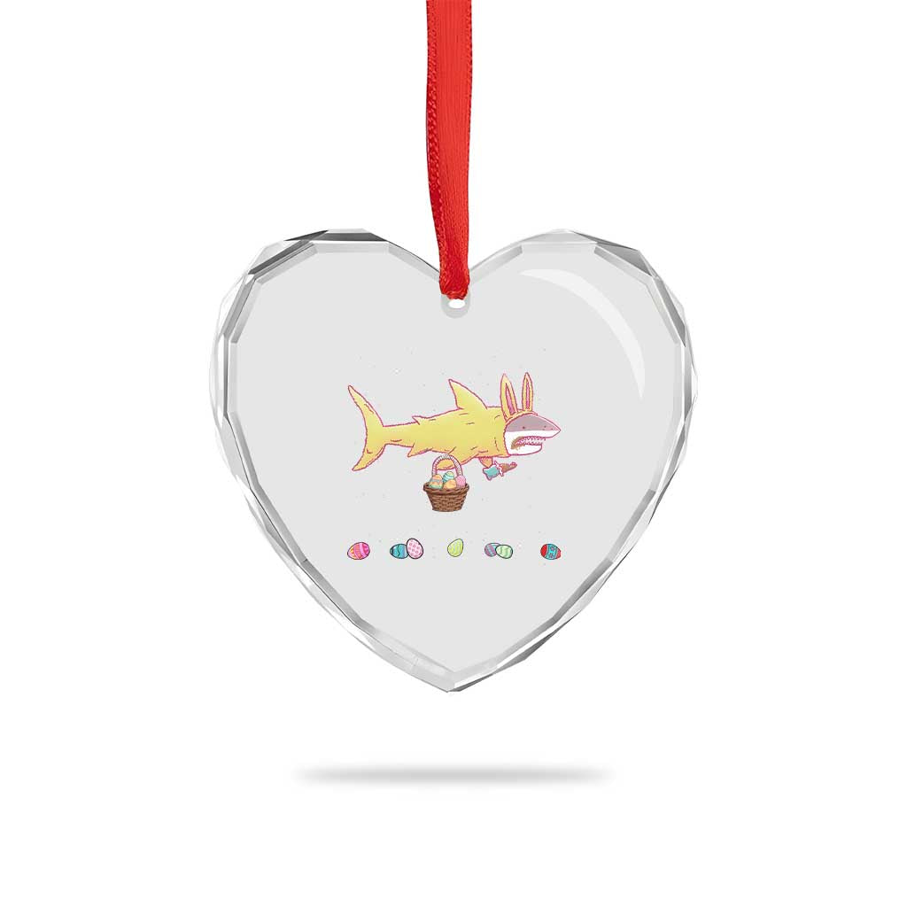 Funny Shark Easter Heart Crystal Glass Ornament Cute Bunny Ears Eggs Hunting Teens Boys Kids - Wonder Print Shop