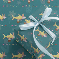 Funny Shark Easter Wrapping Paper Roll Cute Bunny Ears Eggs Hunting Teens Boys Kids