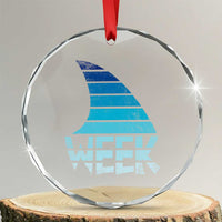 Funny Shark Fin Week Retro Ocean Wildlife Vintage Crystal Glass Ornament