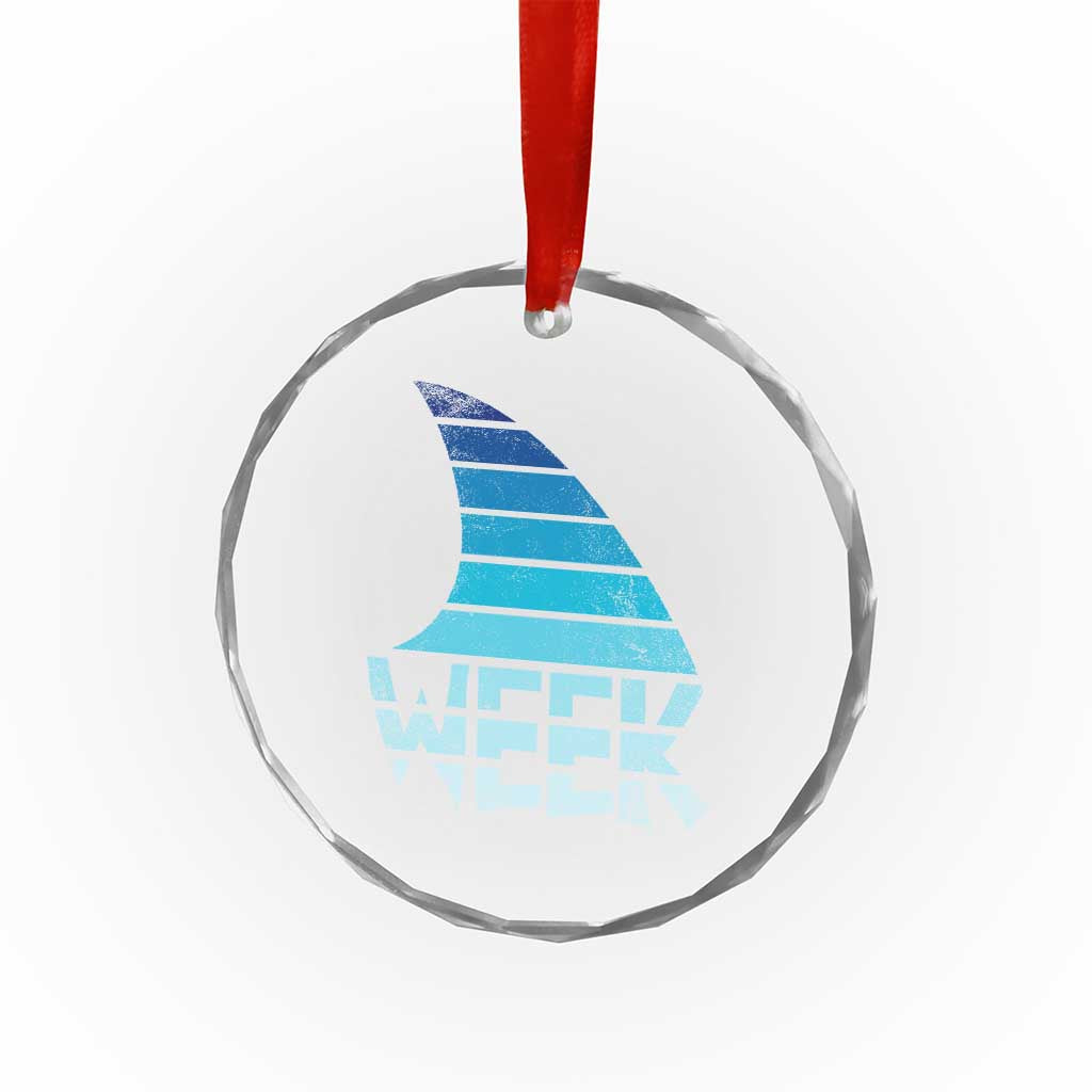 Funny Shark Fin Week Retro Ocean Wildlife Vintage Crystal Glass Ornament
