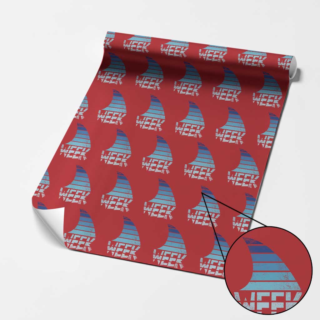 Funny Shark Fin Week Retro Ocean Wildlife Vintage Wrapping Paper Roll