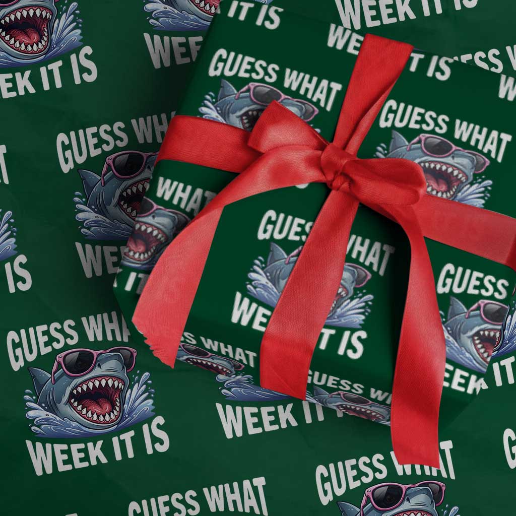 Funny Shark Guess What Week It Is Wrapping Paper Roll Shark Awareness Support Ocean Summer