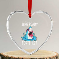 Funny Shark Lover Heart Crystal Glass Ornament Are Jaw Ready For This Ocean Wildlife - Wonder Print Shop