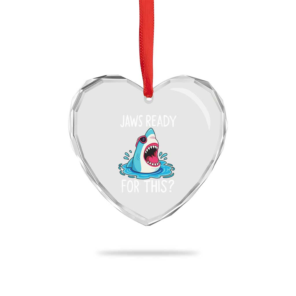 Funny Shark Lover Heart Crystal Glass Ornament Are Jaw Ready For This Ocean Wildlife - Wonder Print Shop
