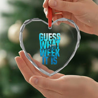 Funny Shark Lover Week Heart Crystal Glass Ornament Guess What Week It Is Blue Ocean - Wonder Print Shop