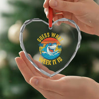 Funny Shark Lover Week Heart Crystal Glass Ornament Guess What Week It Is Ocean Wildlife Retro Sunset - Wonder Print Shop