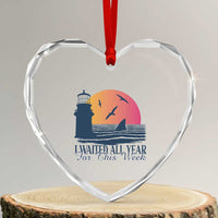 Funny Shark Lover Week Heart Crystal Glass Ornament I Waited All Year For This Week - Wonder Print Shop