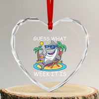 Funny Shark Lover Week Heart Crystal Glass Ornament Week Guess What Week It Is Summer Beach - Wonder Print Shop