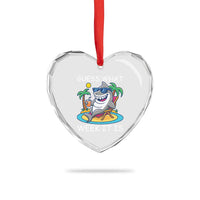 Funny Shark Lover Week Heart Crystal Glass Ornament Week Guess What Week It Is Summer Beach - Wonder Print Shop