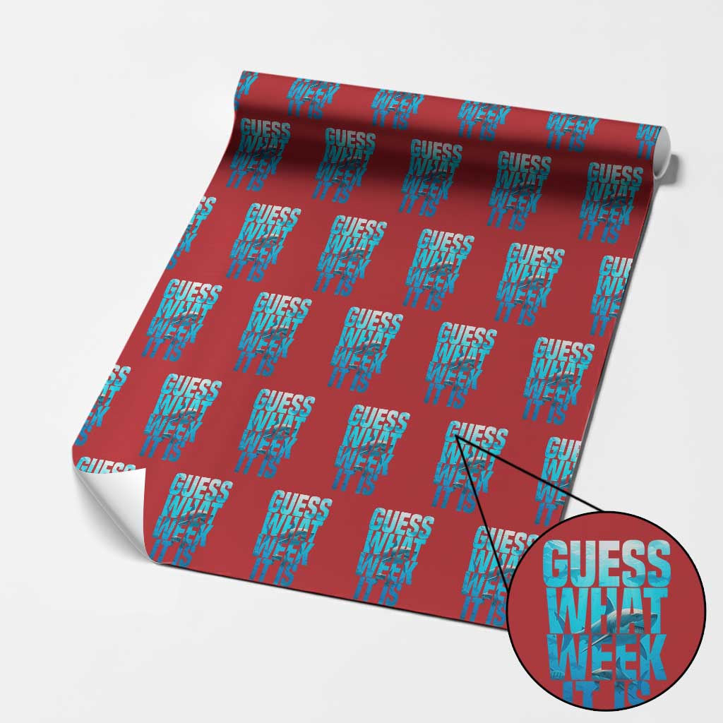 Funny Shark Lover Week Wrapping Paper Roll Guess What Week It Is Blue Ocean - Wonder Print Shop