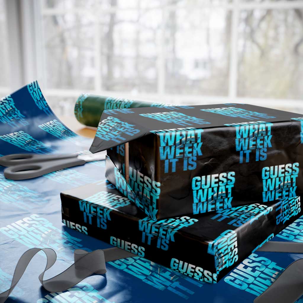 Funny Shark Lover Week Wrapping Paper Roll Guess What Week It Is Blue Ocean - Wonder Print Shop