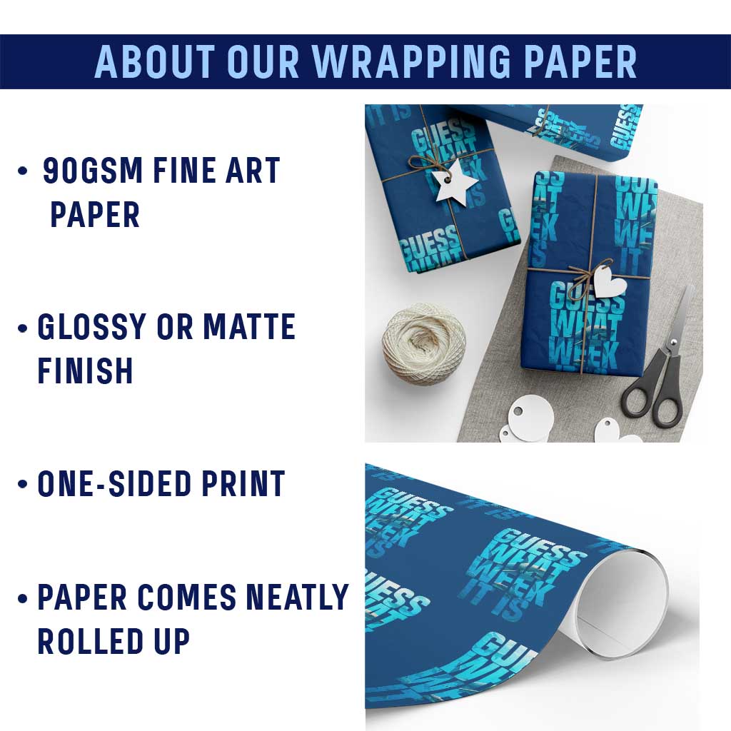 Funny Shark Lover Week Wrapping Paper Roll Guess What Week It Is Blue Ocean - Wonder Print Shop