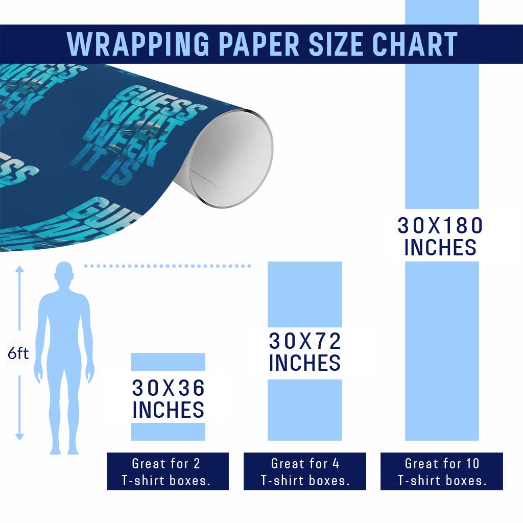Funny Shark Lover Week Wrapping Paper Roll Guess What Week It Is Blue Ocean - Wonder Print Shop