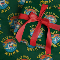 Funny Shark Lover Week Wrapping Paper Roll Guess What Week It Is Ocean Wildlife Retro Sunset - Wonder Print Shop