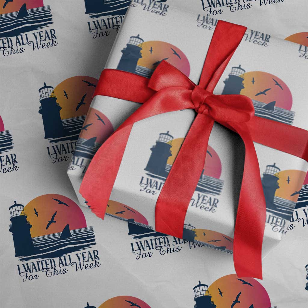 Funny Shark Lover Week Wrapping Paper Roll I Waited All Year For This Week - Wonder Print Shop