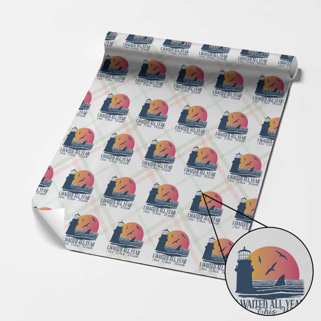 Funny Shark Lover Week Wrapping Paper Roll I Waited All Year For This Week - Wonder Print Shop