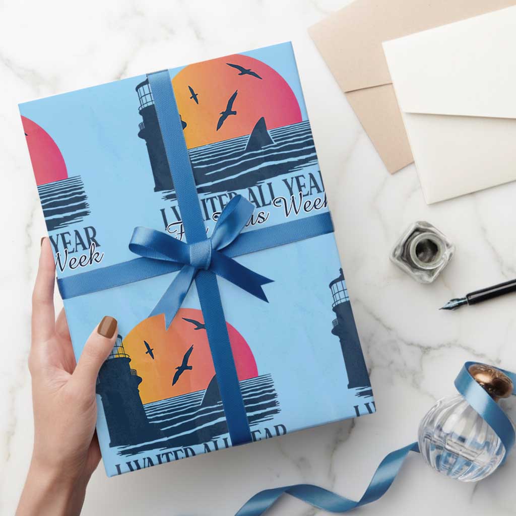 Funny Shark Lover Week Wrapping Paper Roll I Waited All Year For This Week - Wonder Print Shop