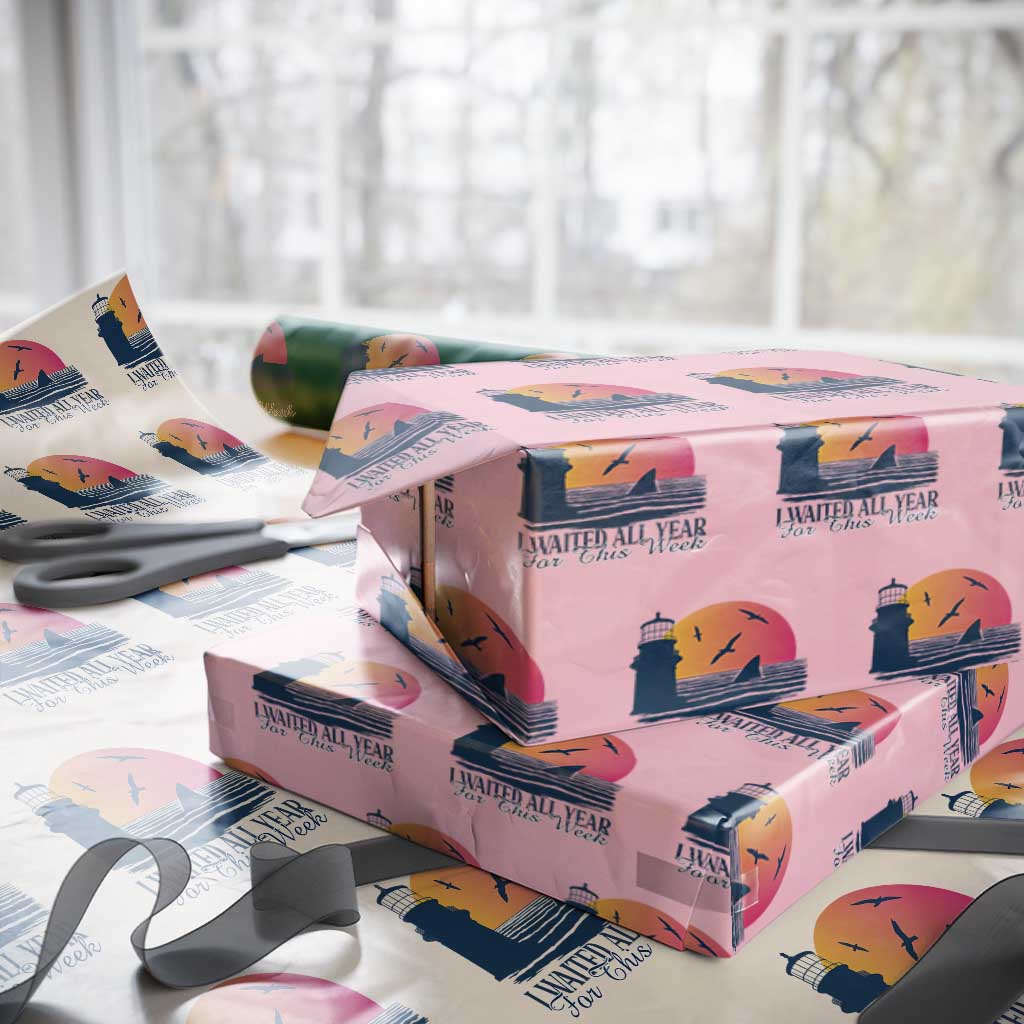 Funny Shark Lover Week Wrapping Paper Roll I Waited All Year For This Week - Wonder Print Shop