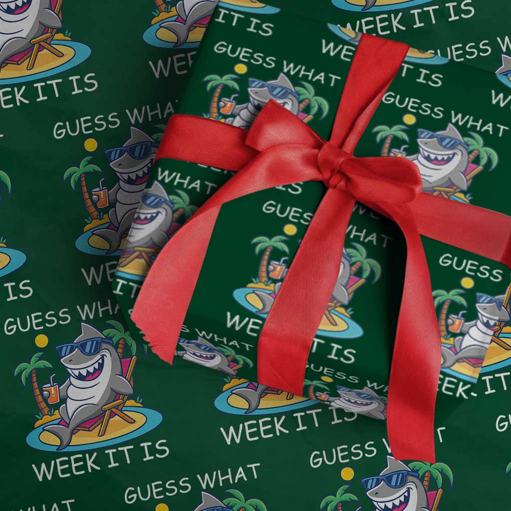 Funny Shark Lover Week Wrapping Paper Roll Week Guess What Week It Is Summer Beach - Wonder Print Shop