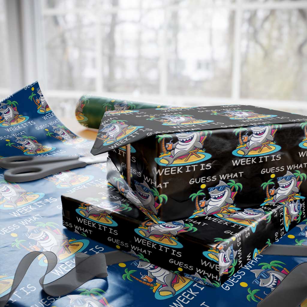 Funny Shark Lover Week Wrapping Paper Roll Week Guess What Week It Is Summer Beach - Wonder Print Shop