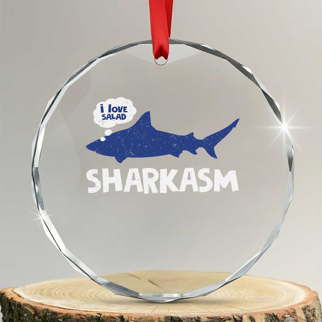 Funny Shark Sarcasm Crystal Glass Ornament Shark Sharkasm Marine Biology Vintage - Wonder Print Shop