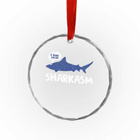 Funny Shark Sarcasm Crystal Glass Ornament Shark Sharkasm Marine Biology Vintage - Wonder Print Shop