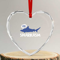 Funny Shark Sarcasm Heart Crystal Glass Ornament Shark Sharkasm Marine Biology Vintage - Wonder Print Shop