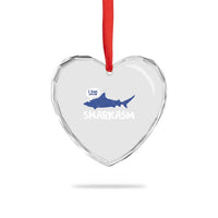 Funny Shark Sarcasm Heart Crystal Glass Ornament Shark Sharkasm Marine Biology Vintage - Wonder Print Shop