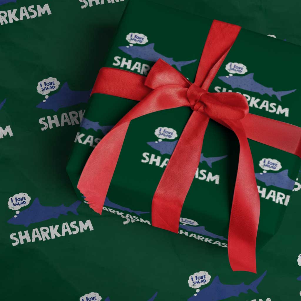 Funny Shark Sarcasm Wrapping Paper Roll Shark Sharkasm Marine Biology Vintage - Wonder Print Shop