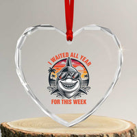 Funny Shark Summer Vacation Heart Crystal Glass Ornament I Waited All Year For This Week